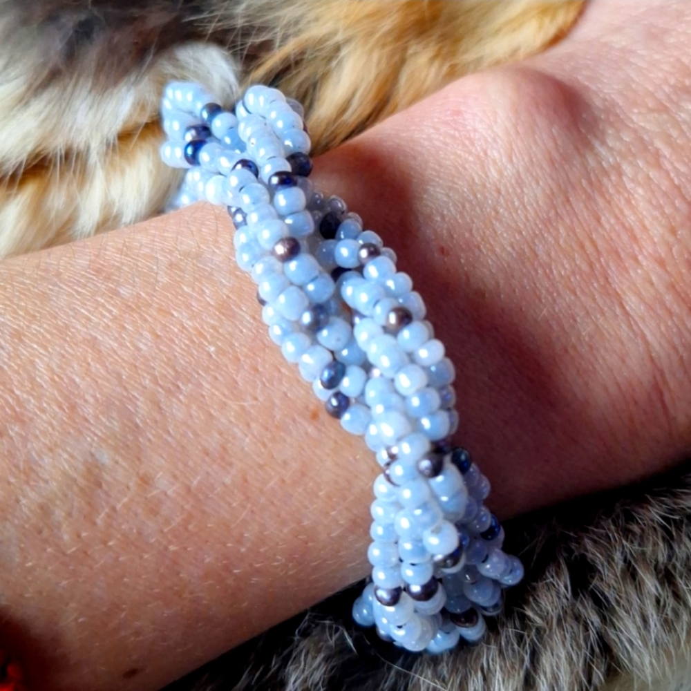 Lovely Beaded Bracelet by Sigrid Olsen with signature stamp on the Silver clasps